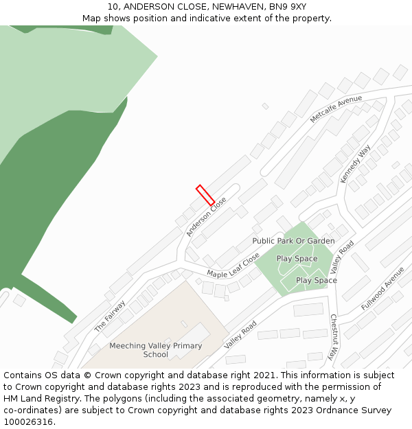 10, ANDERSON CLOSE, NEWHAVEN, BN9 9XY: Location map and indicative extent of plot