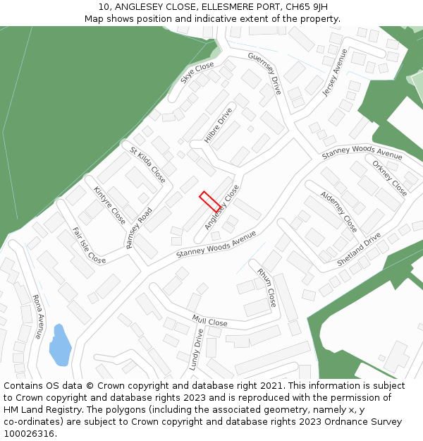 10, ANGLESEY CLOSE, ELLESMERE PORT, CH65 9JH: Location map and indicative extent of plot