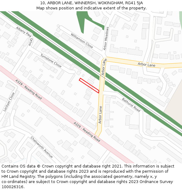 10, ARBOR LANE, WINNERSH, WOKINGHAM, RG41 5JA: Location map and indicative extent of plot