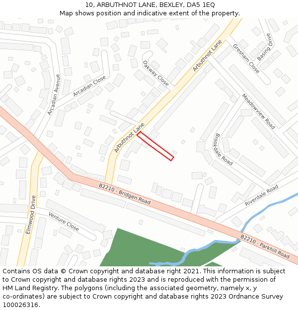10, ARBUTHNOT LANE, BEXLEY, DA5 1EQ: Location map and indicative extent of plot