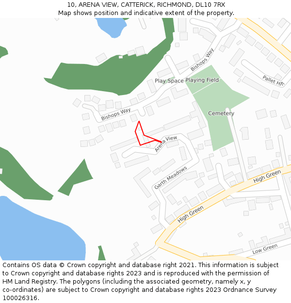 10, ARENA VIEW, CATTERICK, RICHMOND, DL10 7RX: Location map and indicative extent of plot