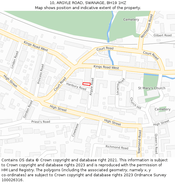 10, ARGYLE ROAD, SWANAGE, BH19 1HZ: Location map and indicative extent of plot