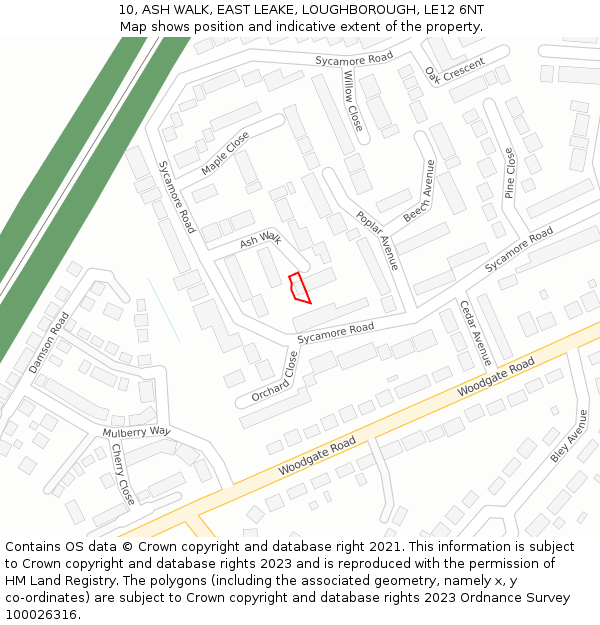 10, ASH WALK, EAST LEAKE, LOUGHBOROUGH, LE12 6NT: Location map and indicative extent of plot
