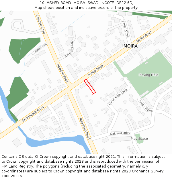 10, ASHBY ROAD, MOIRA, SWADLINCOTE, DE12 6DJ: Location map and indicative extent of plot