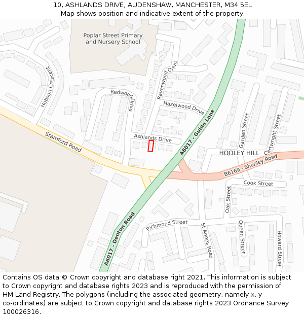 10, ASHLANDS DRIVE, AUDENSHAW, MANCHESTER, M34 5EL: Location map and indicative extent of plot