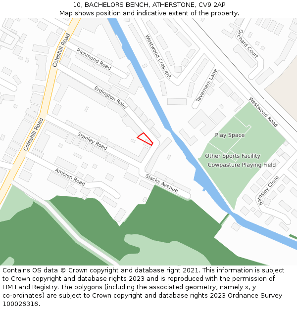 10, BACHELORS BENCH, ATHERSTONE, CV9 2AP: Location map and indicative extent of plot