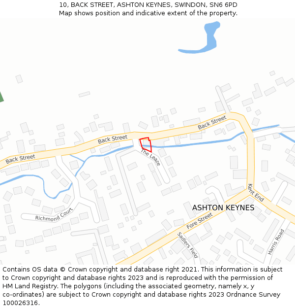 10, BACK STREET, ASHTON KEYNES, SWINDON, SN6 6PD: Location map and indicative extent of plot