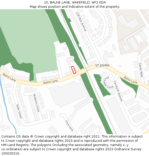 10, BALNE LANE, WAKEFIELD, WF2 0DA: Location map and indicative extent of plot