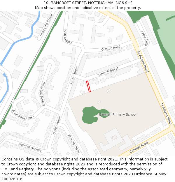 10, BANCROFT STREET, NOTTINGHAM, NG6 9HF: Location map and indicative extent of plot