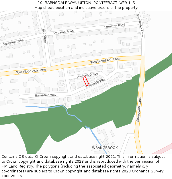 10, BARNSDALE WAY, UPTON, PONTEFRACT, WF9 1LS: Location map and indicative extent of plot