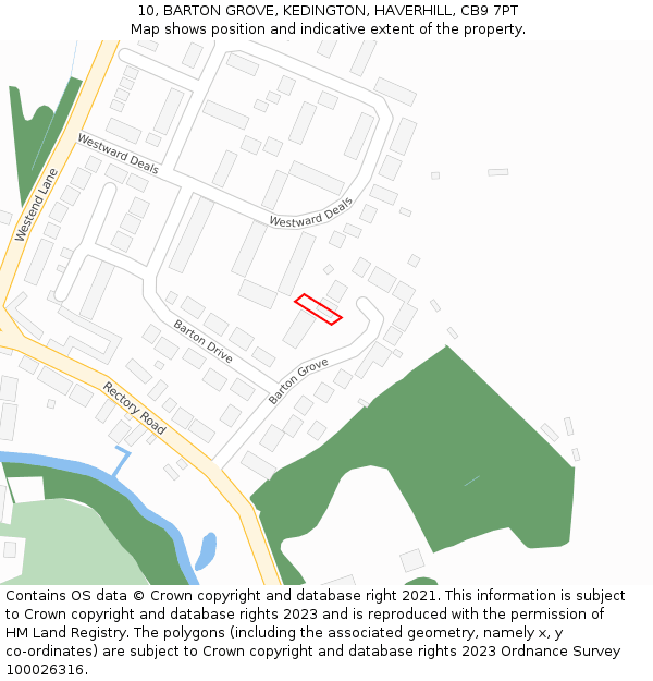 10, BARTON GROVE, KEDINGTON, HAVERHILL, CB9 7PT: Location map and indicative extent of plot