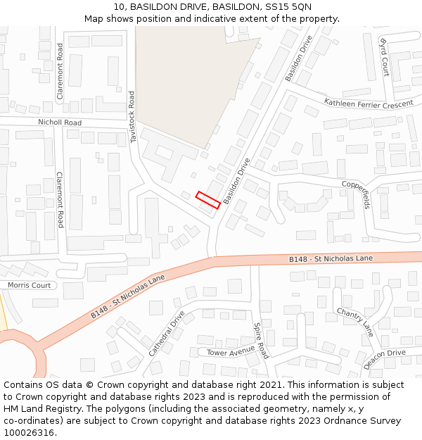 10, BASILDON DRIVE, BASILDON, SS15 5QN: Location map and indicative extent of plot