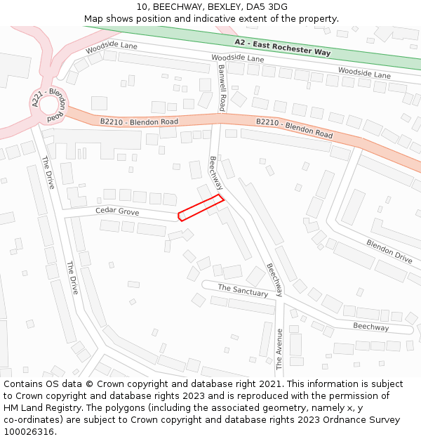 10, BEECHWAY, BEXLEY, DA5 3DG: Location map and indicative extent of plot