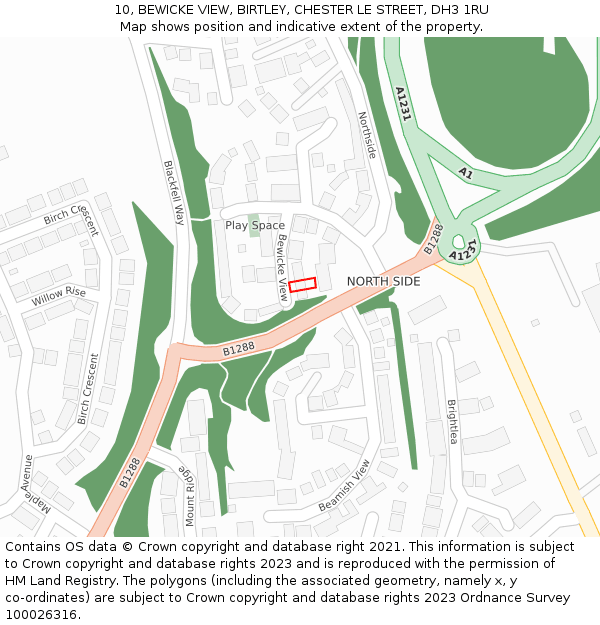 10, BEWICKE VIEW, BIRTLEY, CHESTER LE STREET, DH3 1RU: Location map and indicative extent of plot