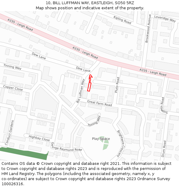 10, BILL LUFFMAN WAY, EASTLEIGH, SO50 5RZ: Location map and indicative extent of plot