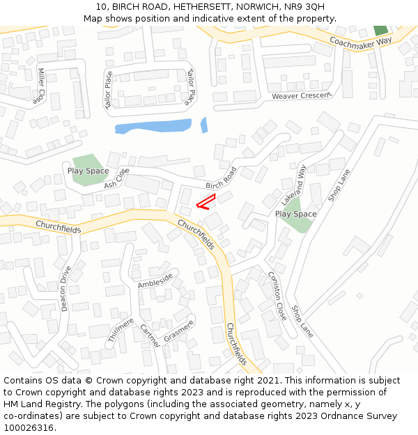 10, BIRCH ROAD, HETHERSETT, NORWICH, NR9 3QH: Location map and indicative extent of plot