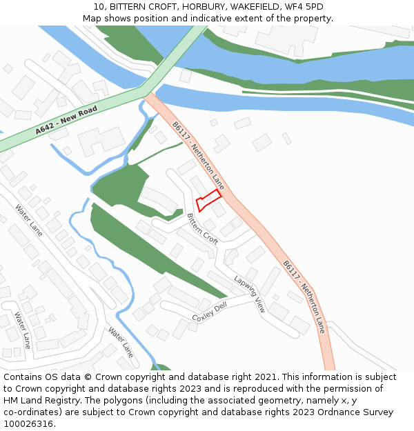 10, BITTERN CROFT, HORBURY, WAKEFIELD, WF4 5PD: Location map and indicative extent of plot