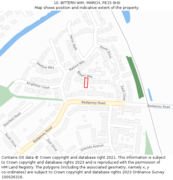 10, BITTERN WAY, MARCH, PE15 9HX: Location map and indicative extent of plot