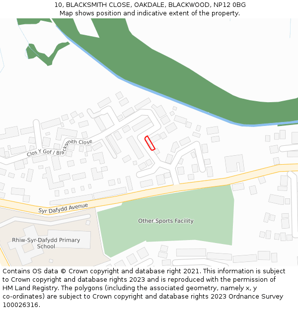 10, BLACKSMITH CLOSE, OAKDALE, BLACKWOOD, NP12 0BG: Location map and indicative extent of plot