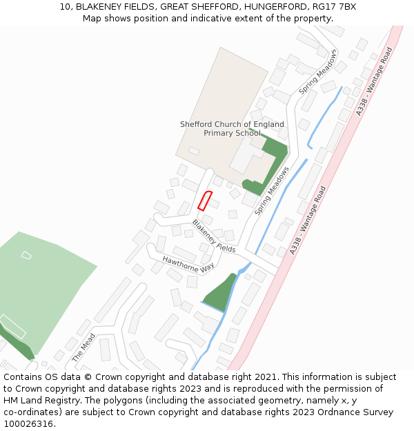 10, BLAKENEY FIELDS, GREAT SHEFFORD, HUNGERFORD, RG17 7BX: Location map and indicative extent of plot