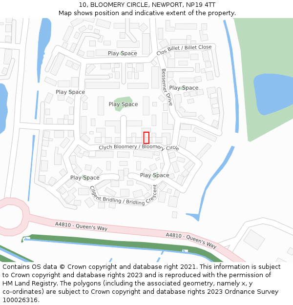 10, BLOOMERY CIRCLE, NEWPORT, NP19 4TT: Location map and indicative extent of plot
