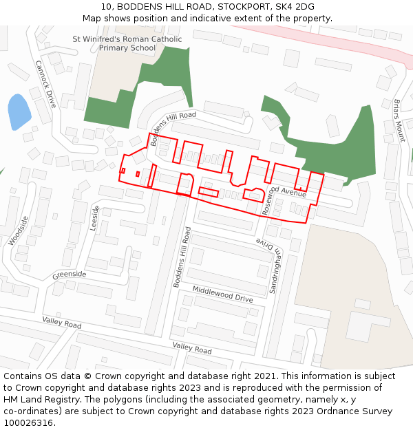 10, BODDENS HILL ROAD, STOCKPORT, SK4 2DG: Location map and indicative extent of plot