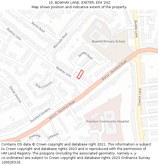 10, BOWHAY LANE, EXETER, EX4 1NZ: Location map and indicative extent of plot