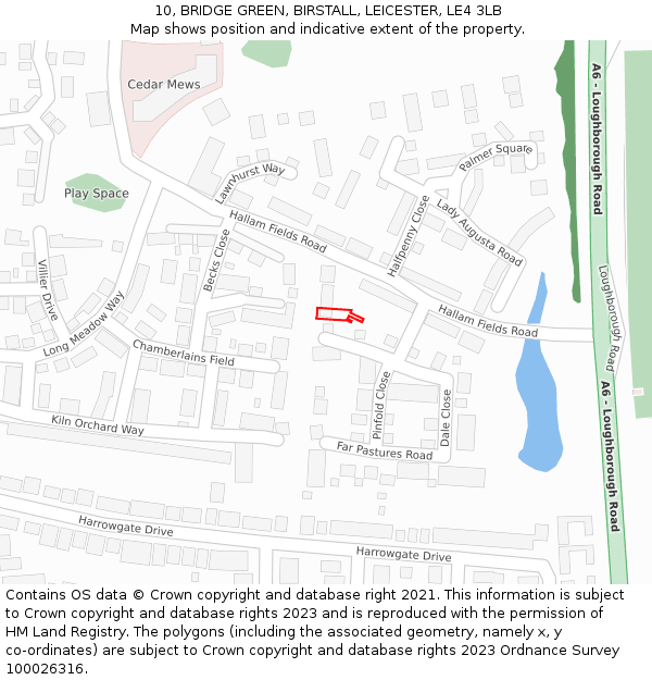 10, BRIDGE GREEN, BIRSTALL, LEICESTER, LE4 3LB: Location map and indicative extent of plot