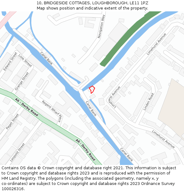 10, BRIDGESIDE COTTAGES, LOUGHBOROUGH, LE11 1PZ: Location map and indicative extent of plot