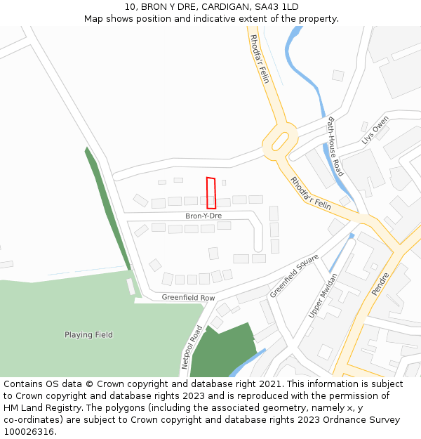 10, BRON Y DRE, CARDIGAN, SA43 1LD: Location map and indicative extent of plot