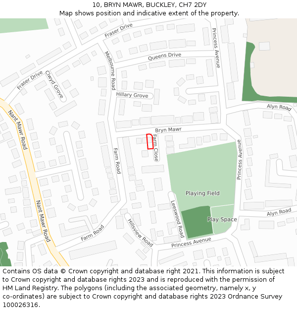 10, BRYN MAWR, BUCKLEY, CH7 2DY: Location map and indicative extent of plot