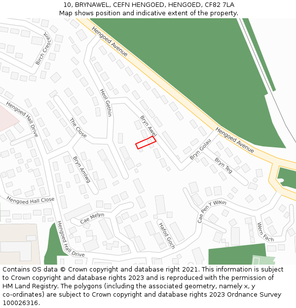 10, BRYNAWEL, CEFN HENGOED, HENGOED, CF82 7LA: Location map and indicative extent of plot