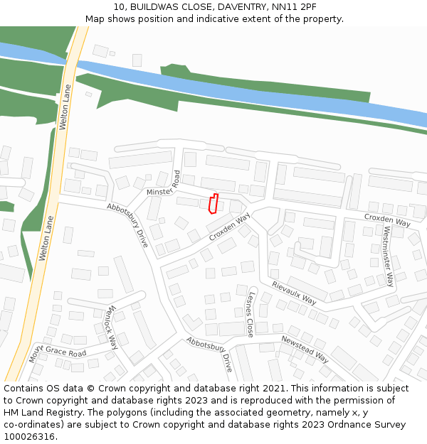 10, BUILDWAS CLOSE, DAVENTRY, NN11 2PF: Location map and indicative extent of plot