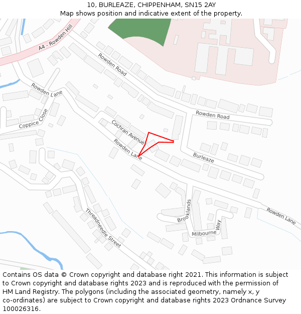 10, BURLEAZE, CHIPPENHAM, SN15 2AY: Location map and indicative extent of plot