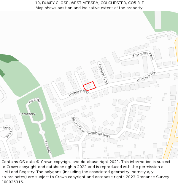 10, BUXEY CLOSE, WEST MERSEA, COLCHESTER, CO5 8LF: Location map and indicative extent of plot