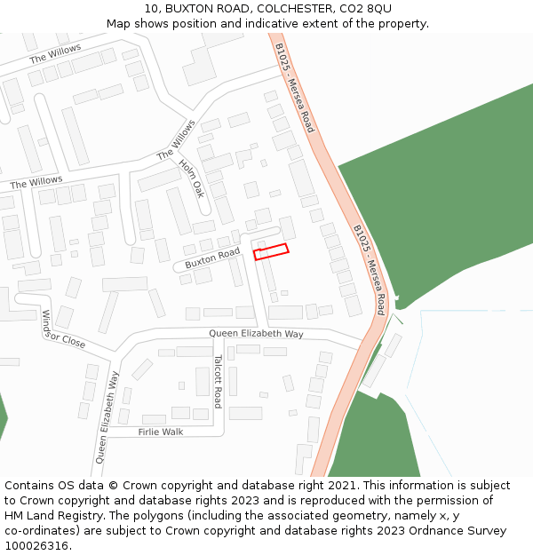 10, BUXTON ROAD, COLCHESTER, CO2 8QU: Location map and indicative extent of plot