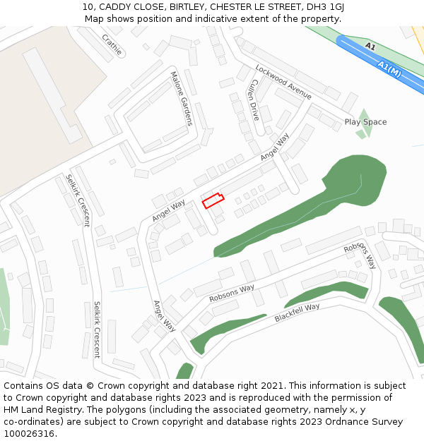10, CADDY CLOSE, BIRTLEY, CHESTER LE STREET, DH3 1GJ: Location map and indicative extent of plot