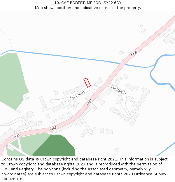 10, CAE ROBERT, MEIFOD, SY22 6DY: Location map and indicative extent of plot