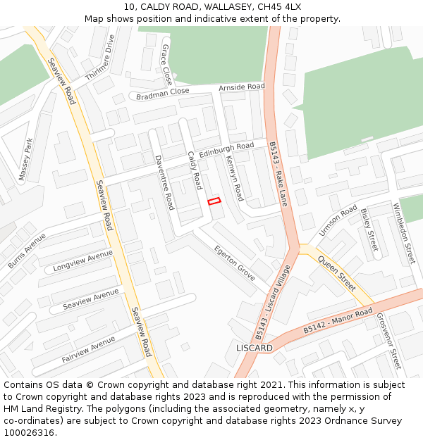 10, CALDY ROAD, WALLASEY, CH45 4LX: Location map and indicative extent of plot