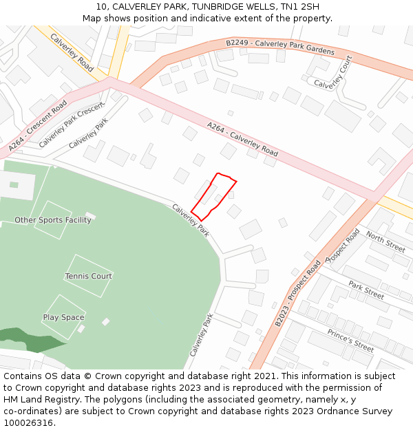 10, CALVERLEY PARK, TUNBRIDGE WELLS, TN1 2SH: Location map and indicative extent of plot