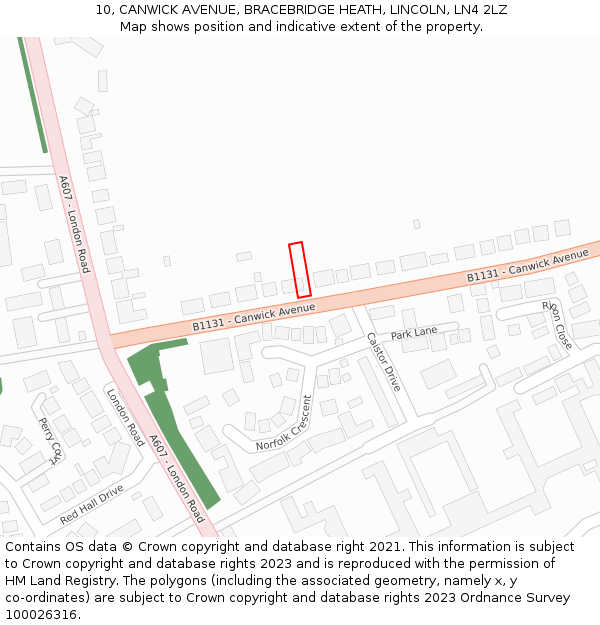 10, CANWICK AVENUE, BRACEBRIDGE HEATH, LINCOLN, LN4 2LZ: Location map and indicative extent of plot