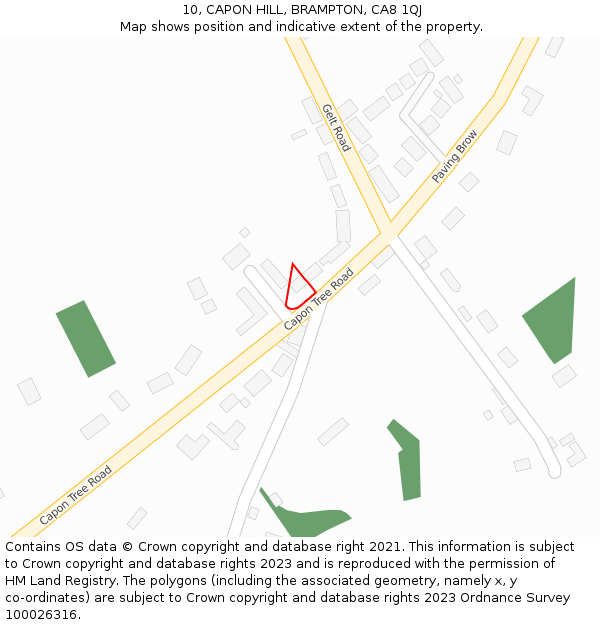 10, CAPON HILL, BRAMPTON, CA8 1QJ: Location map and indicative extent of plot