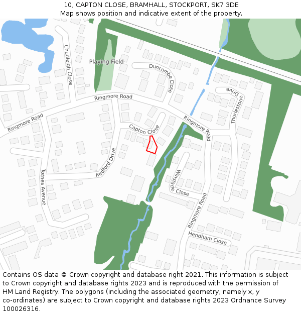 10, CAPTON CLOSE, BRAMHALL, STOCKPORT, SK7 3DE: Location map and indicative extent of plot