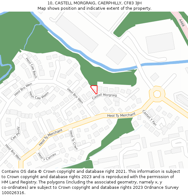 10, CASTELL MORGRAIG, CAERPHILLY, CF83 3JH: Location map and indicative extent of plot