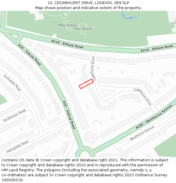 10, CEDARHURST DRIVE, LONDON, SE9 5LP: Location map and indicative extent of plot