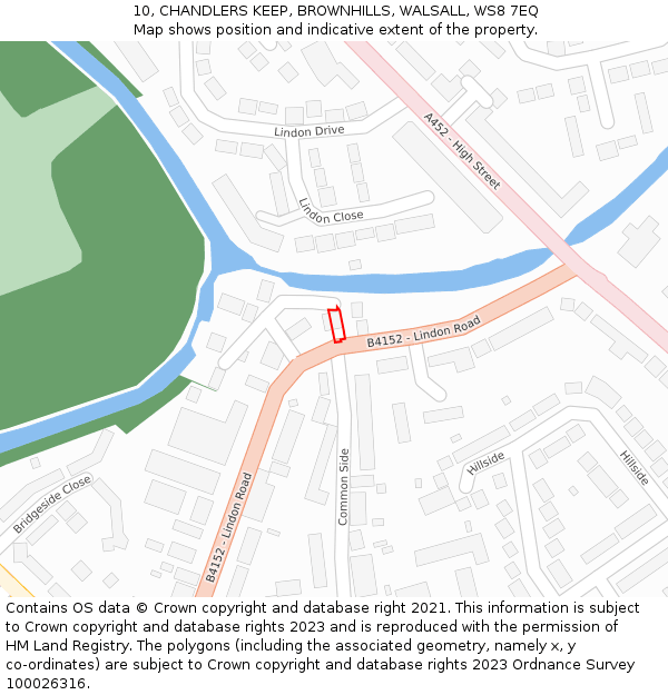 10, CHANDLERS KEEP, BROWNHILLS, WALSALL, WS8 7EQ: Location map and indicative extent of plot