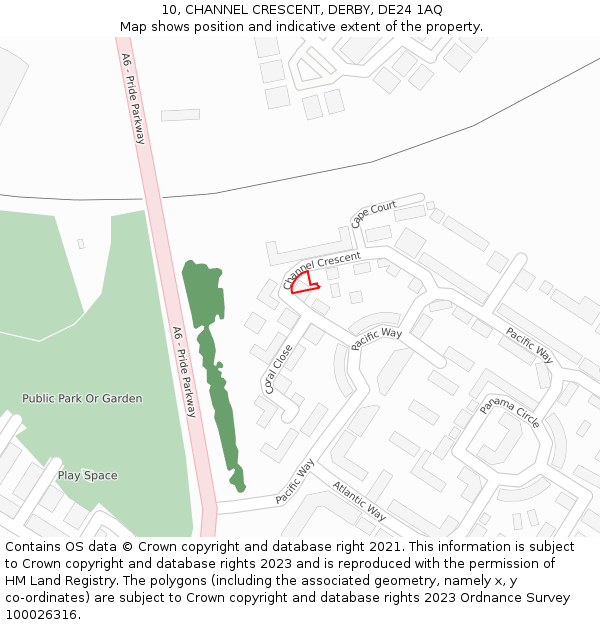 10, CHANNEL CRESCENT, DERBY, DE24 1AQ: Location map and indicative extent of plot