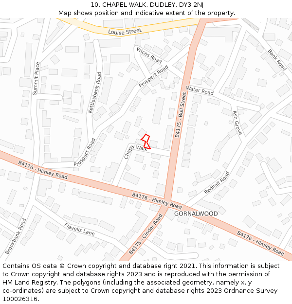 10, CHAPEL WALK, DUDLEY, DY3 2NJ: Location map and indicative extent of plot