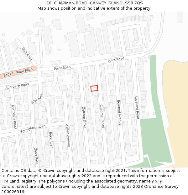 10, CHAPMAN ROAD, CANVEY ISLAND, SS8 7QS: Location map and indicative extent of plot