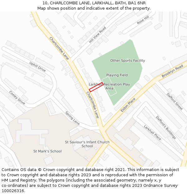 10, CHARLCOMBE LANE, LARKHALL, BATH, BA1 6NR: Location map and indicative extent of plot